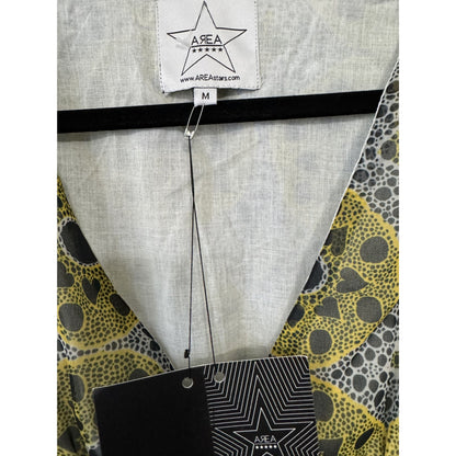 Area Stars Sustainable Puff Sleeve Mini Dress Yellow & Black Leopard Print M