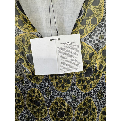 Area Stars Sustainable Puff Sleeve Mini Dress Yellow & Black Leopard Print M
