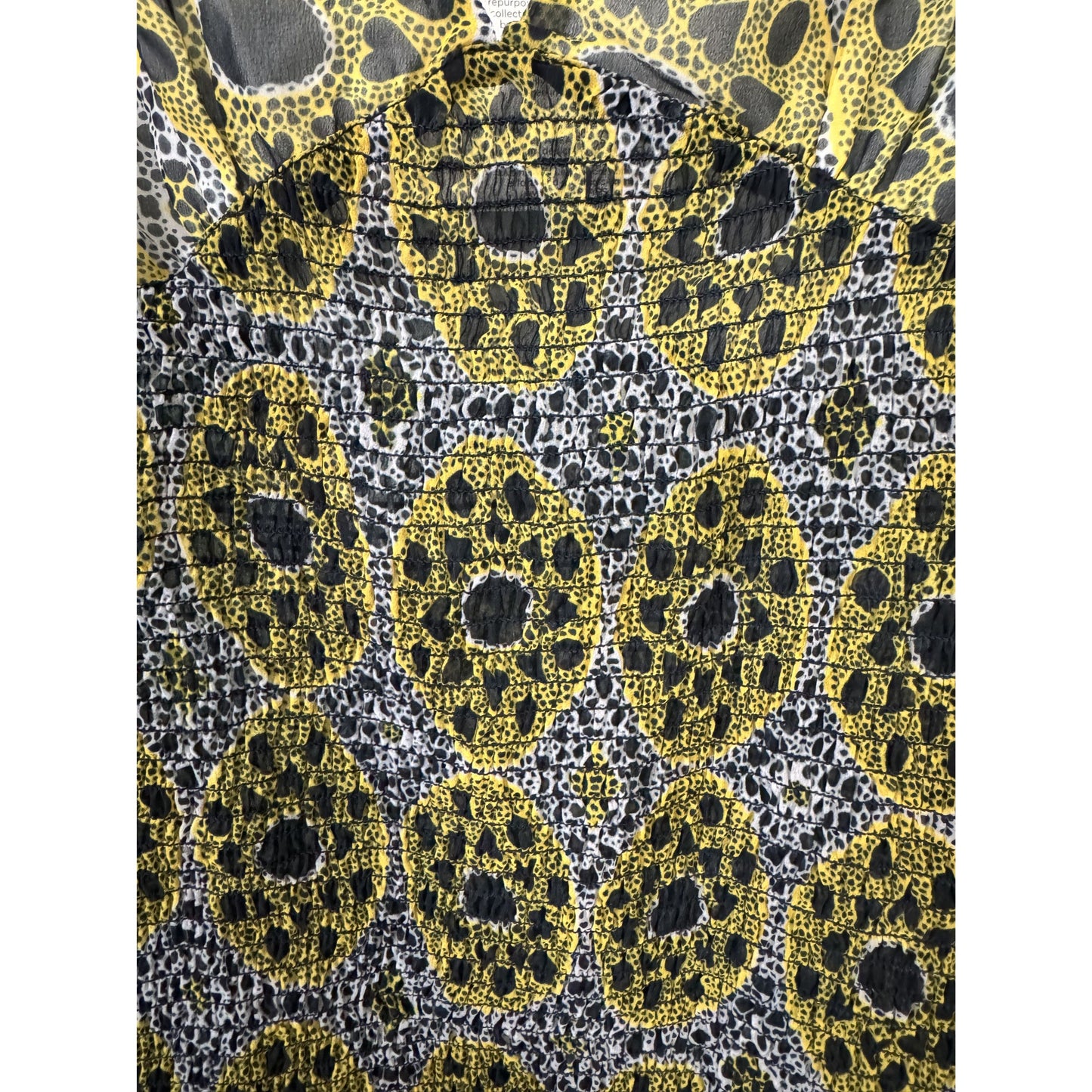 Area Stars Sustainable Puff Sleeve Mini Dress Yellow & Black Leopard Print M