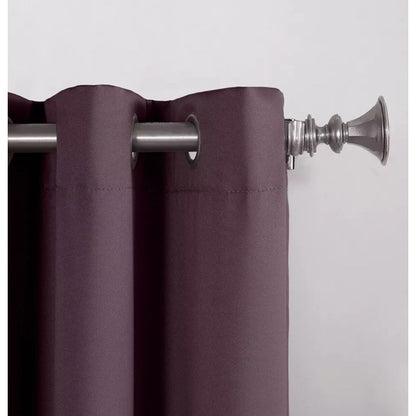 54"x108" Sun Zero Room Darkening Seymour Grommet Curtain 2 pcs. Panel Plum: Modern Energy-Efficient Noise-Reducing Drapery