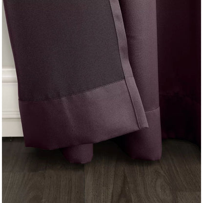 54"x108" Sun Zero Room Darkening Seymour Grommet Curtain 2 pcs. Panel Plum: Modern Energy-Efficient Noise-Reducing Drapery