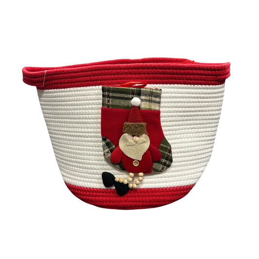 Christmas-Themed Cotton Rope Basket With Santa Design - Storage & Organization