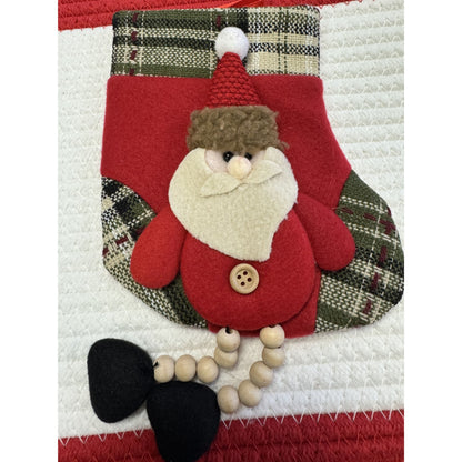 Christmas-Themed Cotton Rope Basket With Santa Design - Storage & Organization
