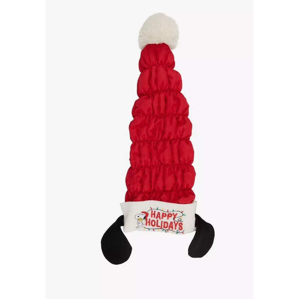 Snoopy Happy Holidays Festive Santa Hat With Pom & Ears - Red & White Plush Christmas Accessory