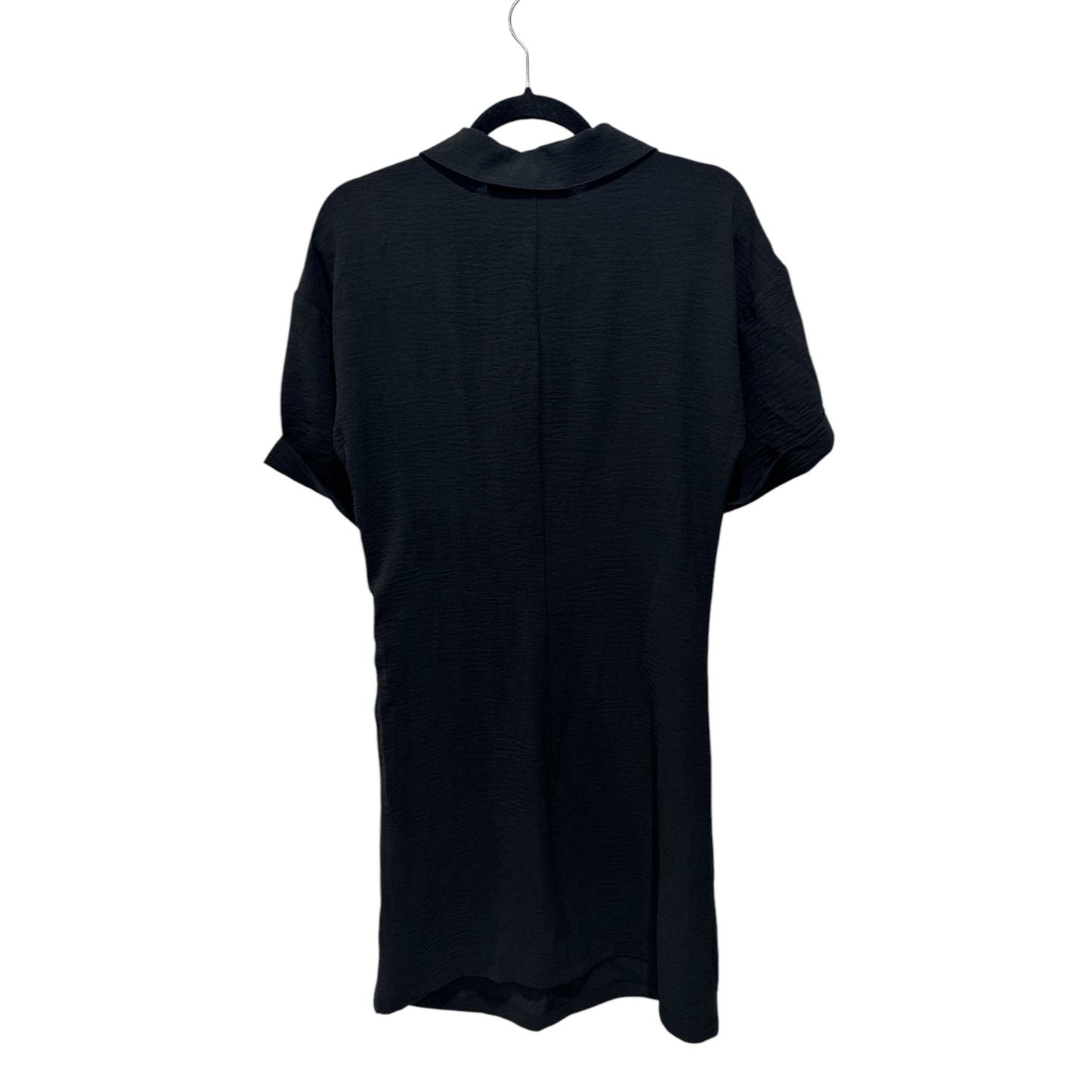 Noisy May Black Short-Sleeve Ruched Polo Dress Size M
