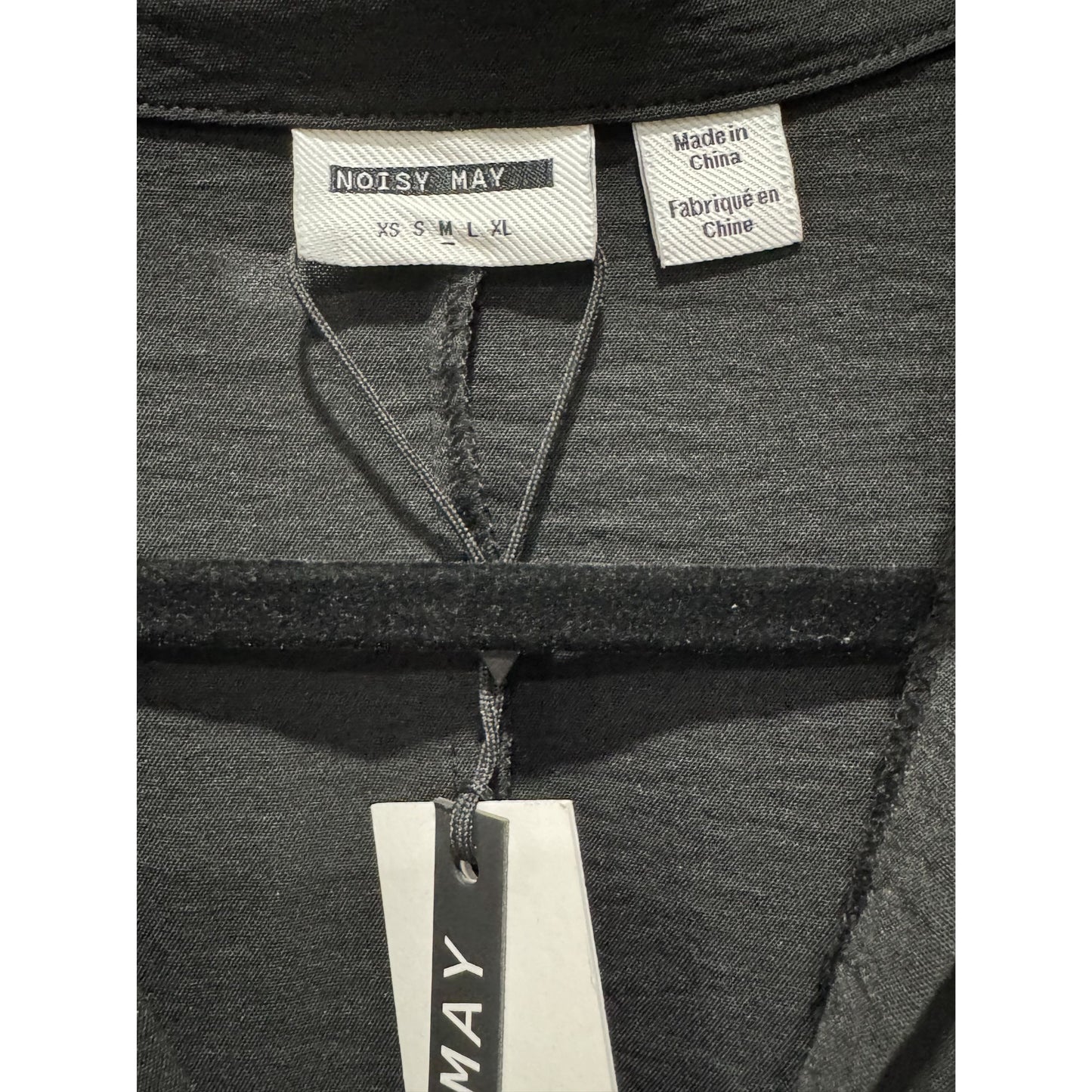 Noisy May Black Short-Sleeve Ruched Polo Dress Size M