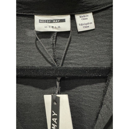 Noisy May Black Short-Sleeve Ruched Polo Dress Size M