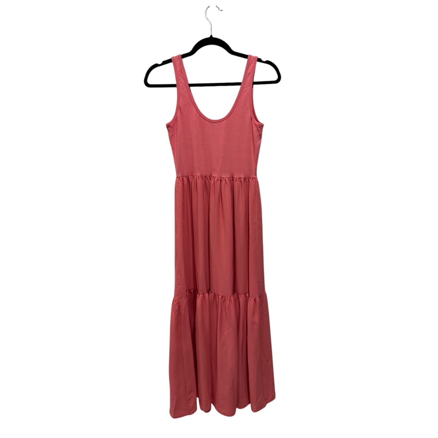 Nordstrom Women's Sleeveless Pink Maxi Dress XS Tiered Ruffle Cotton Blend