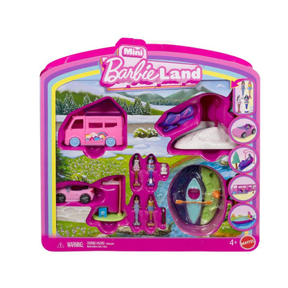 Barbie Mini BarbieLand 4-Pack Doll & Toy Vehicle Set with 4 1.5-inch Dolls & 4 Iconic Toy Vehicles