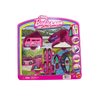 Barbie Mini BarbieLand 4-Pack Doll & Toy Vehicle Set with 4 1.5-inch Dolls & 4 Iconic Toy Vehicles