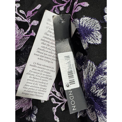 Maggy London Womens Embroidered Floral Mesh Black & Purple Midi Sheath Dress Size 2