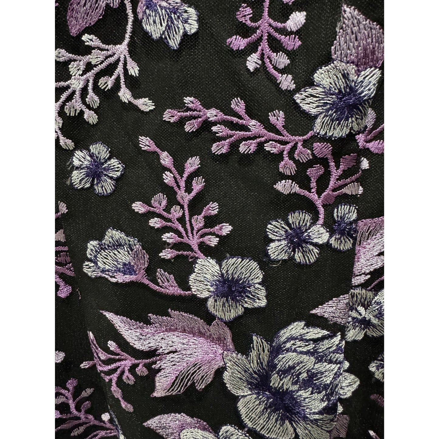 Maggy London Womens Embroidered Floral Mesh Black & Purple Midi Sheath Dress Size 2