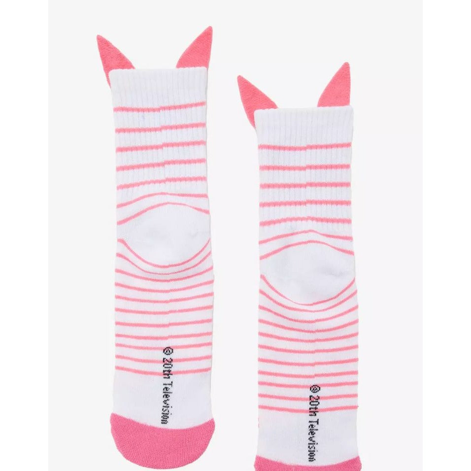 Bobs Burgers Louise Crew Socks With 3D Bunny Ears & "I Smell Fear" Text Design Fits Shoe size 5 - 10