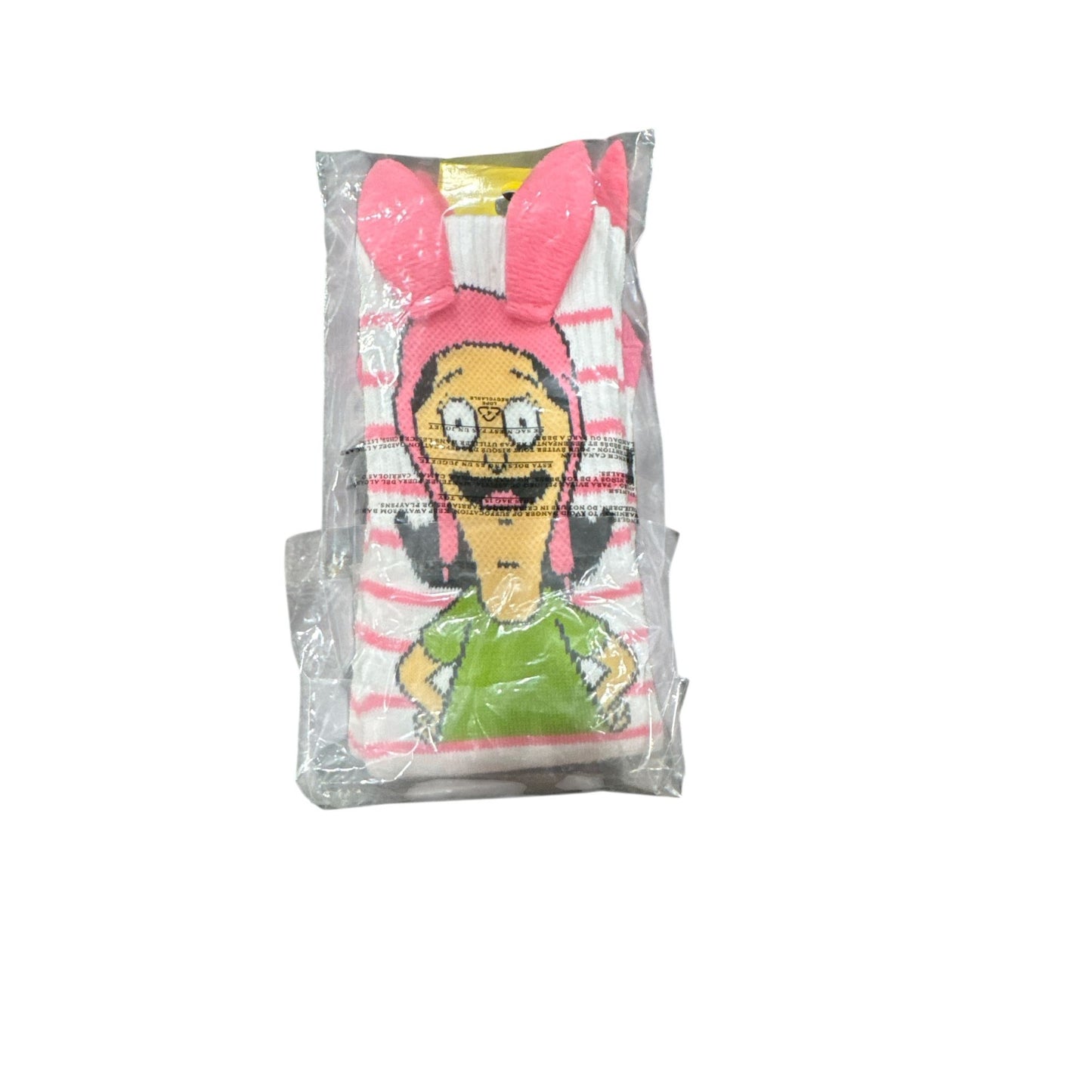 Bobs Burgers Louise Crew Socks With 3D Bunny Ears & "I Smell Fear" Text Design Fits Shoe size 5 - 10