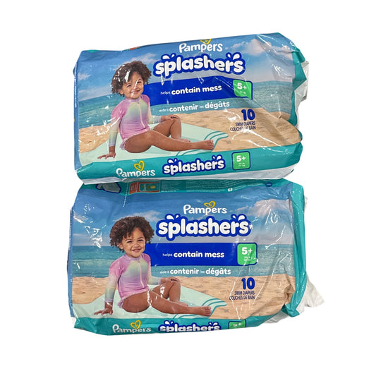 Pampers Splashers Swim Diapers Size 5+ 10 Ct 2 Packs Total 20 Diapers