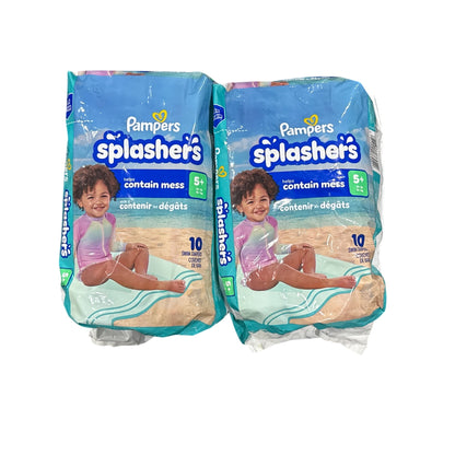 Pampers Splashers Swim Diapers Size 5+ 10 Ct 2 Packs Total 20 Diapers