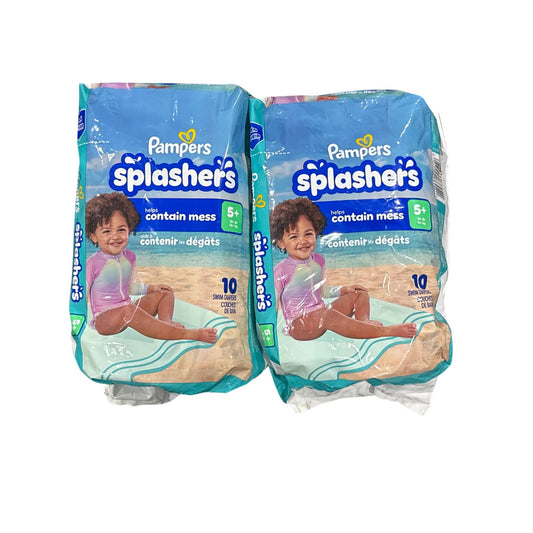 Pampers Splashers Swim Diapers Size 5+ 10 Ct 2 Packs Total 20 Diapers