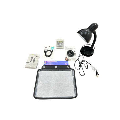 Set of 6 Simple Designs Black Desk Lamp & Tech Accessory Bundle