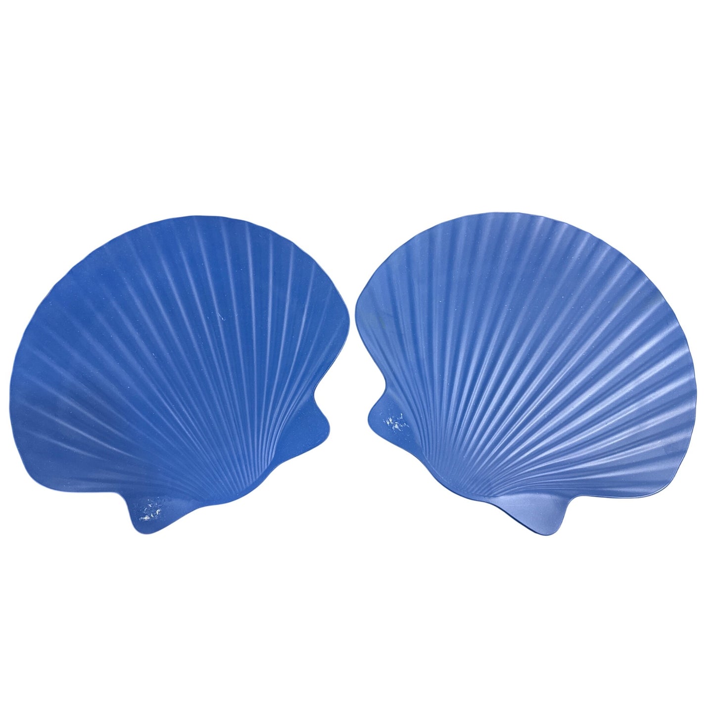 Blue Shell-Shaped Bamboo Melamine Serving Platters - Set Of 2