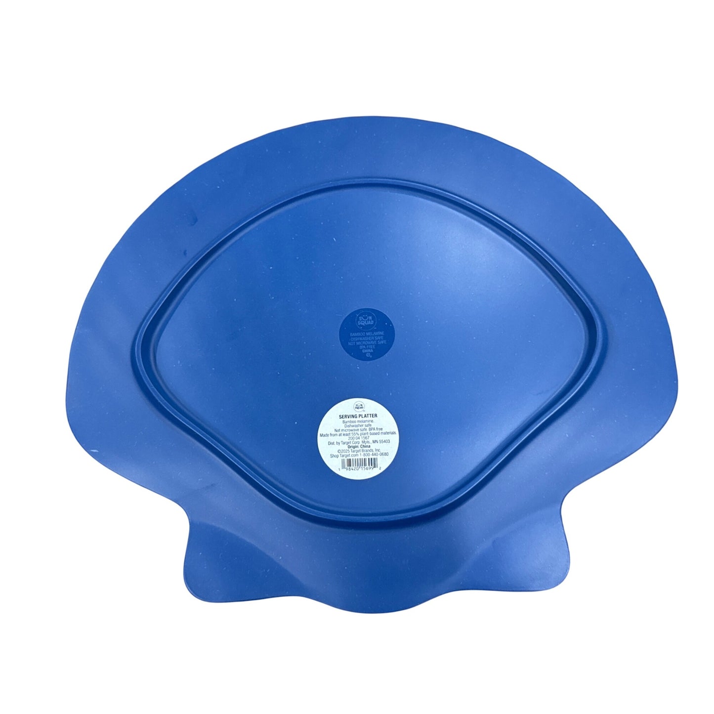 Blue Shell-Shaped Bamboo Melamine Serving Platters - Set Of 2