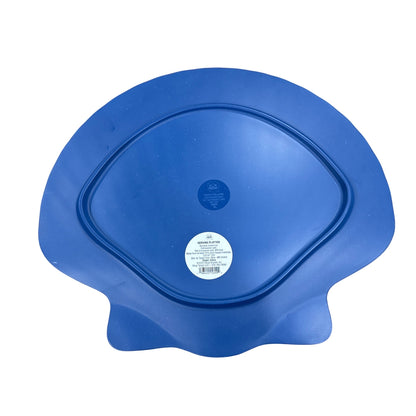 Blue Shell-Shaped Bamboo Melamine Serving Platters - Set Of 2