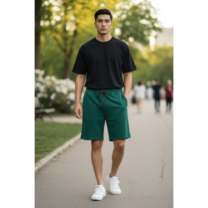 Z By Zella Mens Green Cotton-Blend Drawstring Shorts L