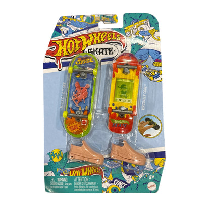 Hot Wheels Skate Fingerboard Set Of 2 With Removable Shoes Cool Cassette & Virtually Cool Themes Ages 5+