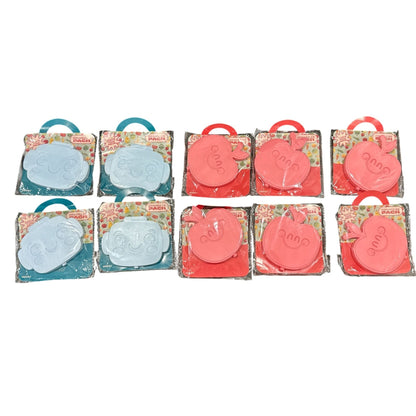 Reusable Ice Packs With Cartoon Designs - 4 Blue Robot Face & 6 Pink Apple Shape - Keeps Food Cold - 10-Pack Kids Lunch Accessory