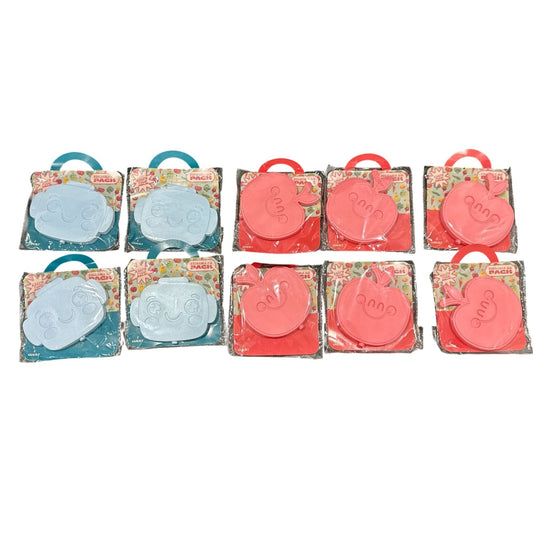 Reusable Ice Packs With Cartoon Designs - 4 Blue Robot Face & 6 Pink Apple Shape - Keeps Food Cold - 10-Pack Kids Lunch Accessory