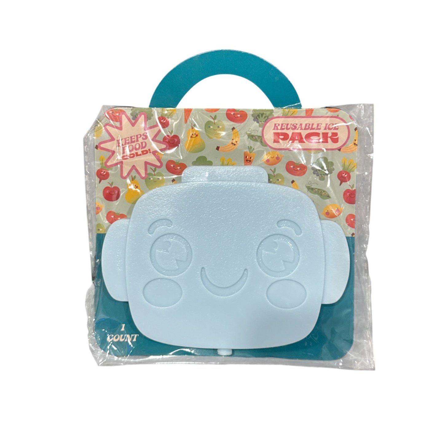 Reusable Ice Packs With Cartoon Designs - 4 Blue Robot Face & 6 Pink Apple Shape - Keeps Food Cold - 10-Pack Kids Lunch Accessory