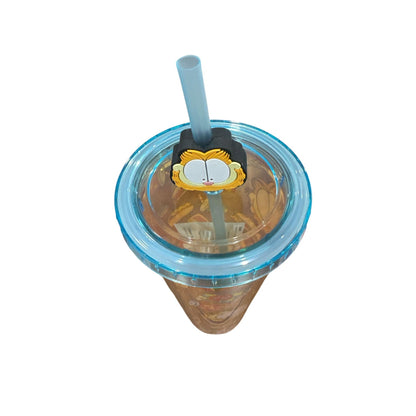 Garfield Food-Themed Tumbler With Straw & Lid - 24oz BPA-Free Plastic Cup For Drinks