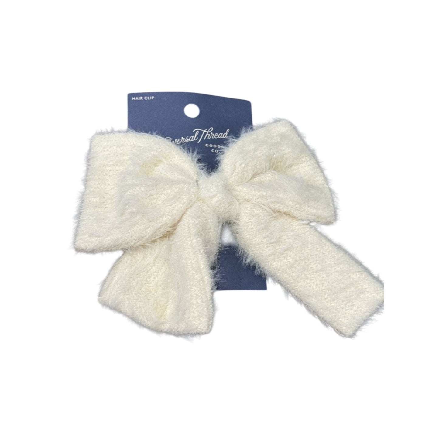 Set Of 3 Women's Hair Bow Clips - Gingham, Satin & Textured Off-White