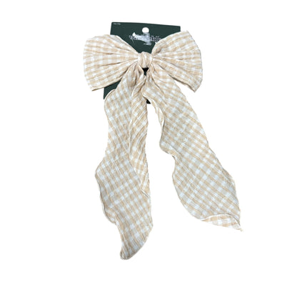 Set Of 3 Women's Hair Bow Clips - Gingham, Satin & Textured Off-White