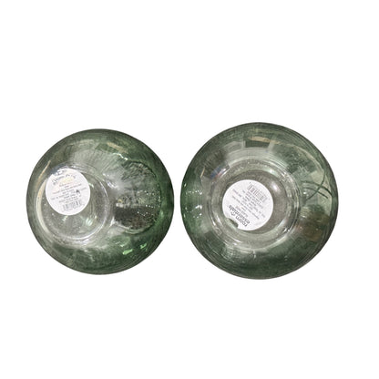 Room Essentials - Set Of 2 Green Glass Bubble Vases Home Essentials Decorative Round Shape 6" Tall