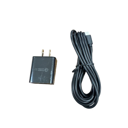 USB-C Charger Adapter With 10FT Cable QC 3.0 Fast Charging USB-A to USB-C Ports Travel-Friendly Black Design