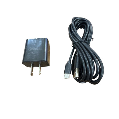 USB-C Charger Adapter With 10FT Cable QC 3.0 Fast Charging USB-A to USB-C Ports Travel-Friendly Black Design