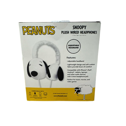 Peanuts Snoopy Plush Wired Headphones Adjustable Headband Lightweight Design Ages 6+ Compatible With 3.5mm Jack Devices