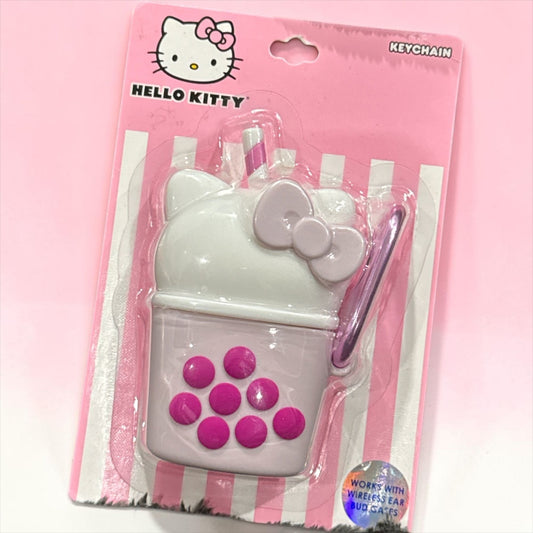 Hello Kitty Boba Milk Tea AirPods Case Keychain Pink & White New In Packaging