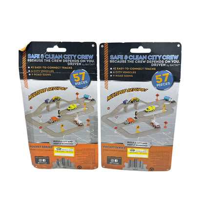 Driven By Battat Pocket Series 57-Piece City Vehicles And Road Signs Playset Set of 2 Ages 3+