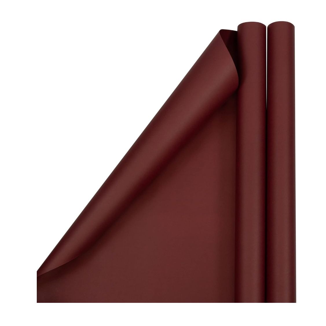 JAM Matte Burgundy Wrapping Paper 2 Roll Set 50 Sq Ft Total 25 Sq Ft Per Roll 2.5 x 10 Each