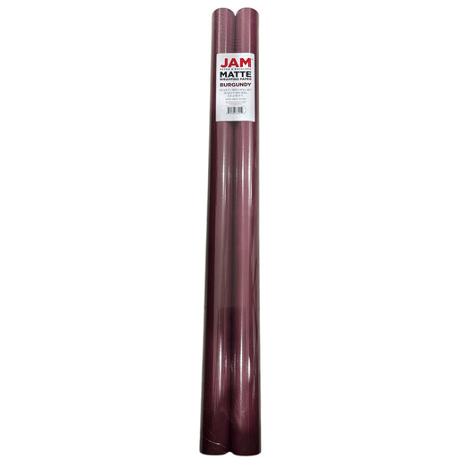 JAM Matte Burgundy Wrapping Paper 2 Roll Set 50 Sq Ft Total 25 Sq Ft Per Roll 2.5 x 10 Each