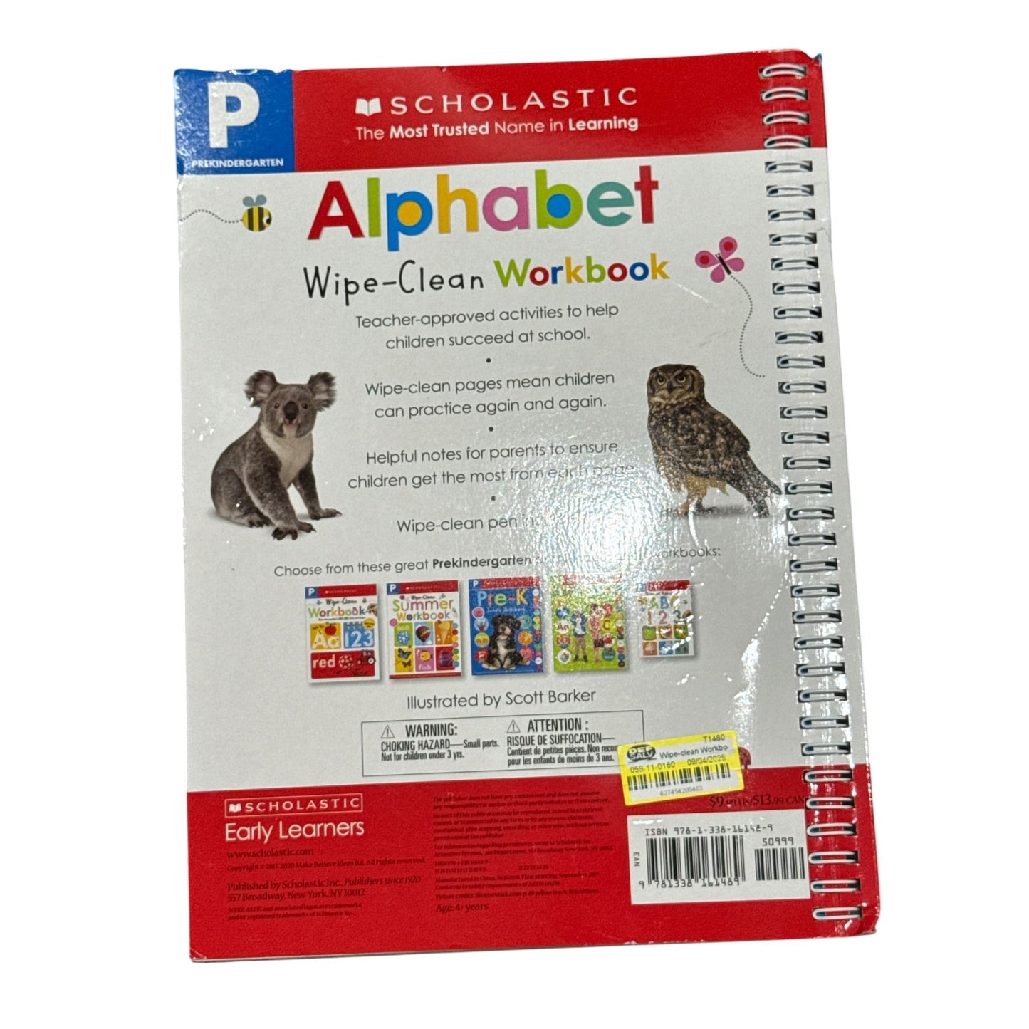 Set of 5 Scholastic Early Learning Workbooks Set Includes Alphabet & Grade Pre-k & 1 Learning Pad Wipe-Clean Skills Practice