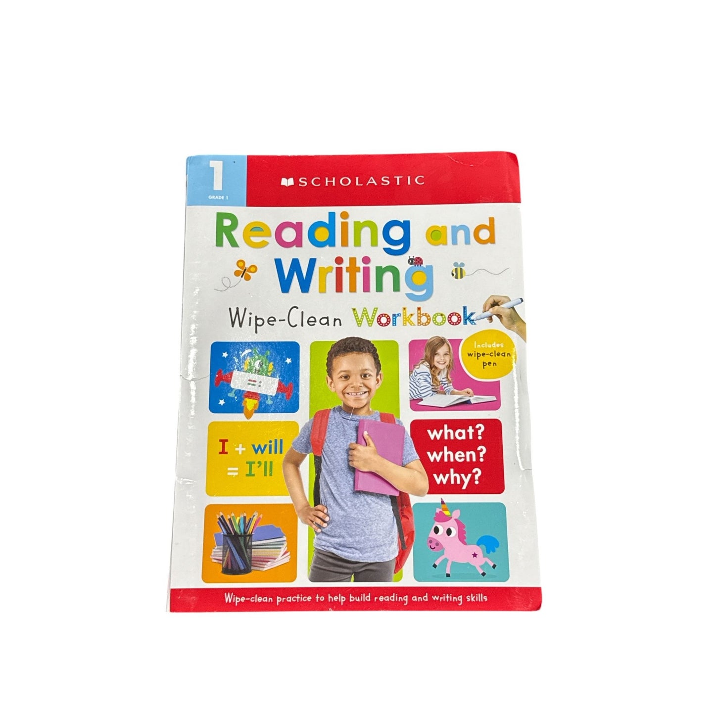 Set of 5 Scholastic Early Learning Workbooks Set Includes Alphabet & Grade Pre-k & 1 Learning Pad Wipe-Clean Skills Practice