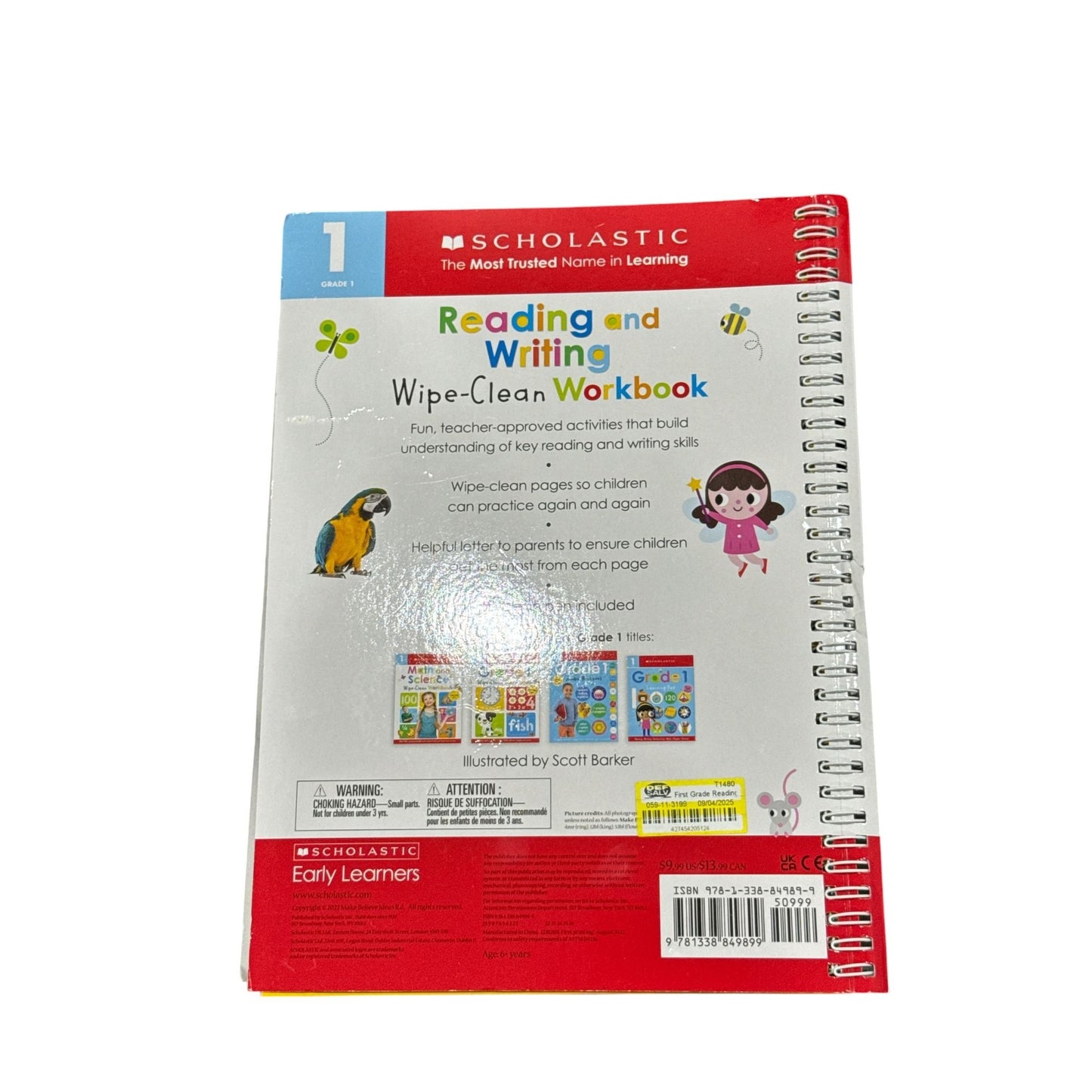 Set of 5 Scholastic Early Learning Workbooks Set Includes Alphabet & Grade Pre-k & 1 Learning Pad Wipe-Clean Skills Practice