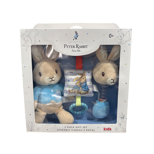 Peter Rabbit 3 Piece Gift Set For Kids - Plush Toy Rattle & Teether - 0+ Months