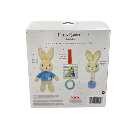 Peter Rabbit 3 Piece Gift Set For Kids - Plush Toy Rattle & Teether - 0+ Months