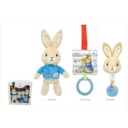 Peter Rabbit 3 Piece Gift Set For Kids - Plush Toy Rattle & Teether - 0+ Months