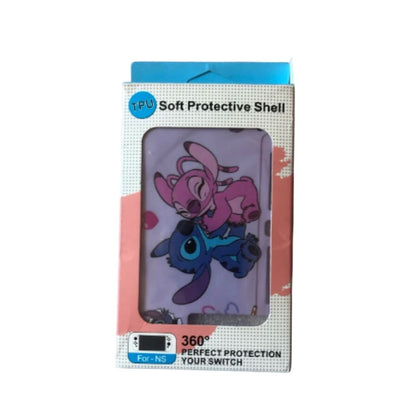 Stitch & Angel TPU Soft Protective Shell For Nintendo Switch Anti-Scratch Purple 360° Full Protection
