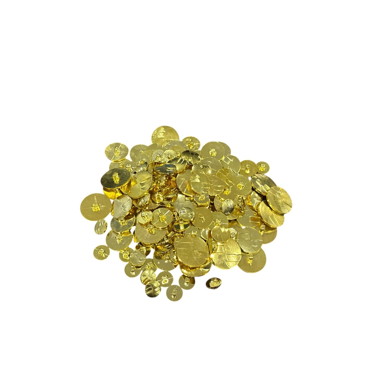 120pcs. Gold Metallic Round Sequins With Hole For Crafts And Sewing - Assorted Sizes