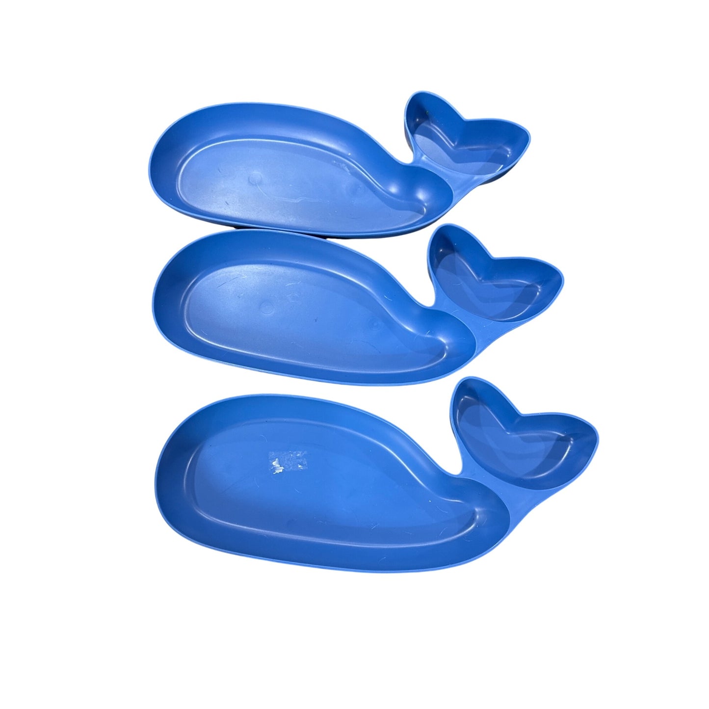Whale-Shaped Serve Platters Set Of 3 Blue BPA-Free Recycled Plastic Dishwasher & Microwave Safe
